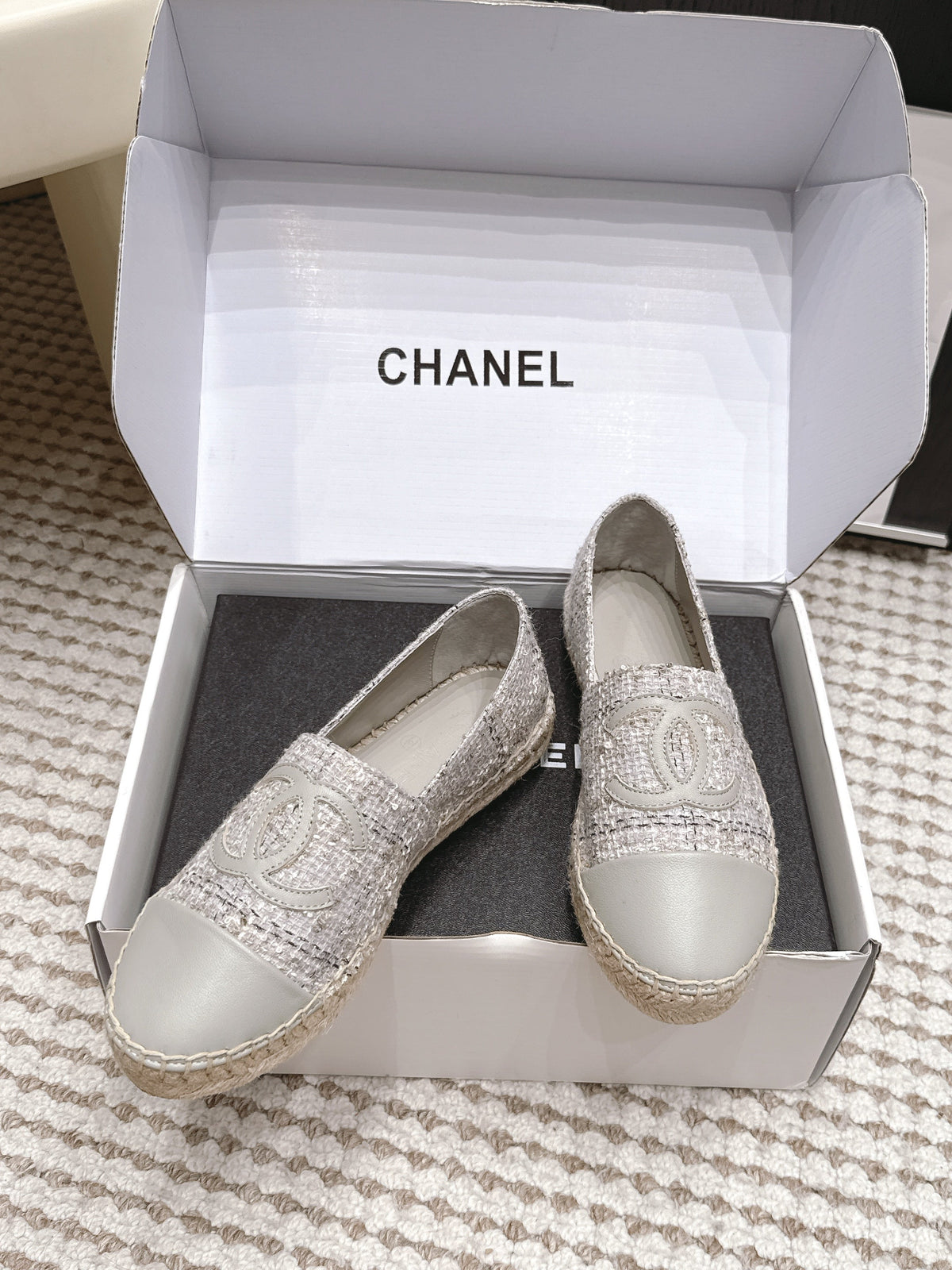 CC 26S Slip-Ons in Grey Tweed and Patent Calfskin
