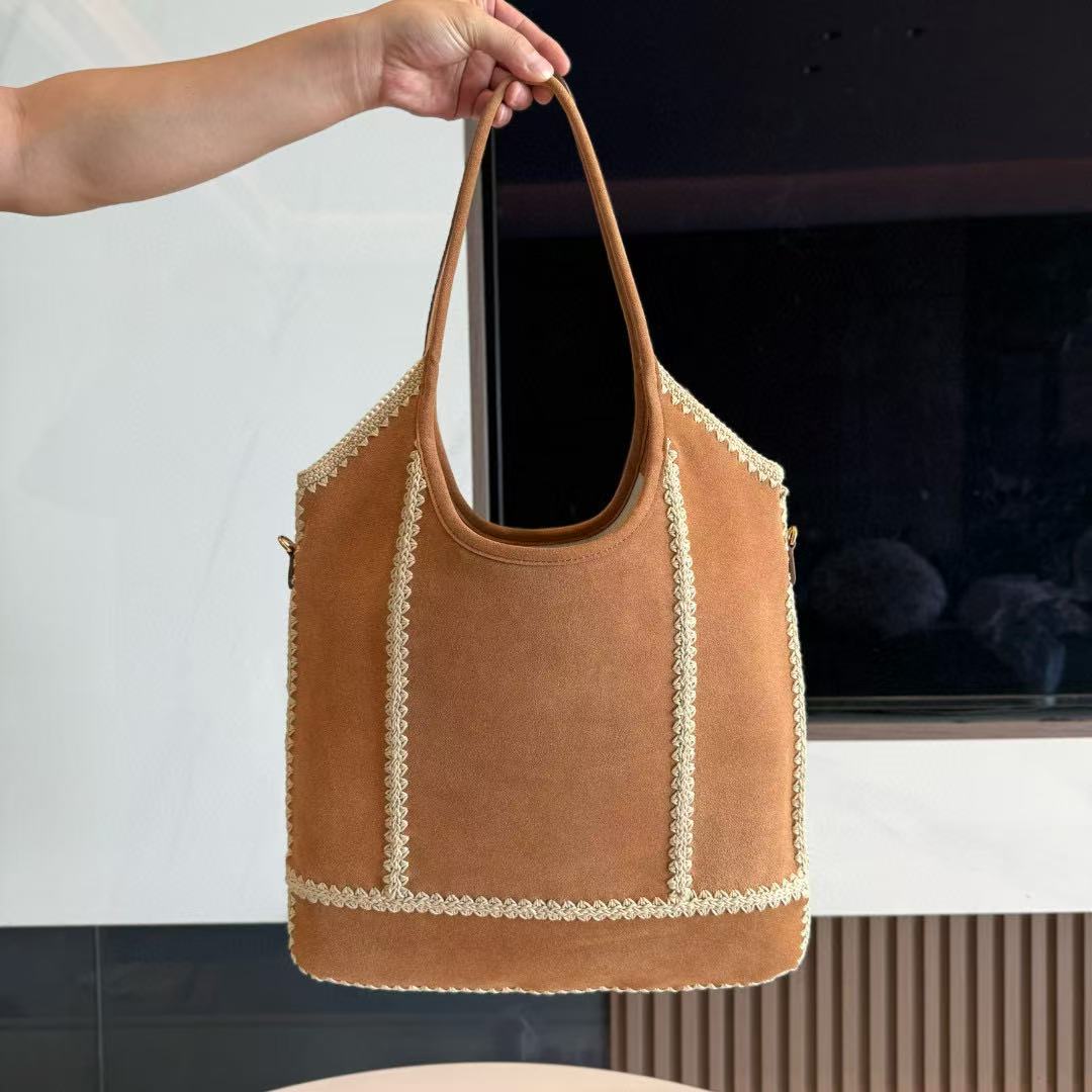 Miumiu Ivy Tote Bag 40 Brown Suede