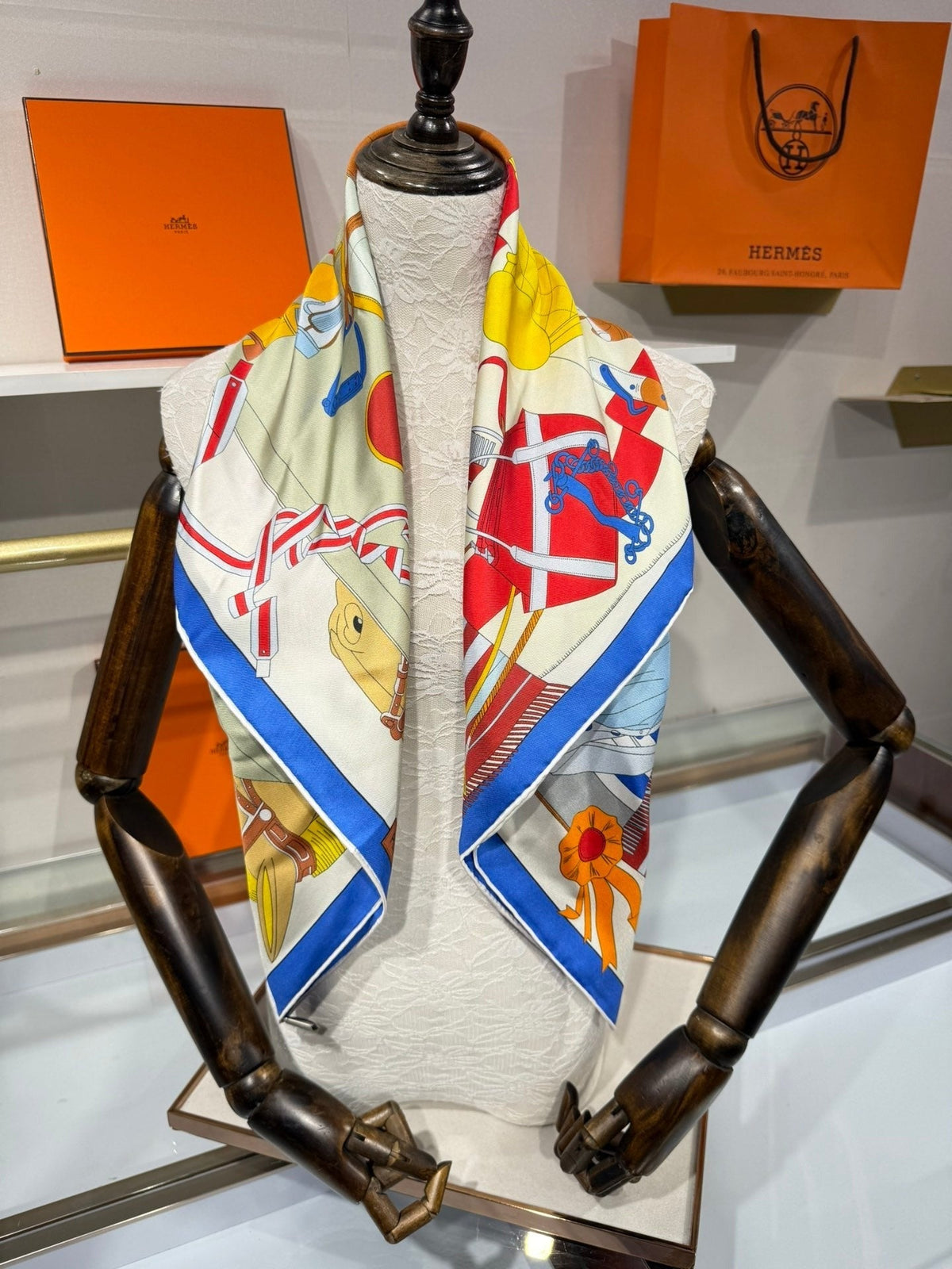 Hermès 2026 Pêle-Mêle Sellier Scarf 90cm Colorful Silk 218413