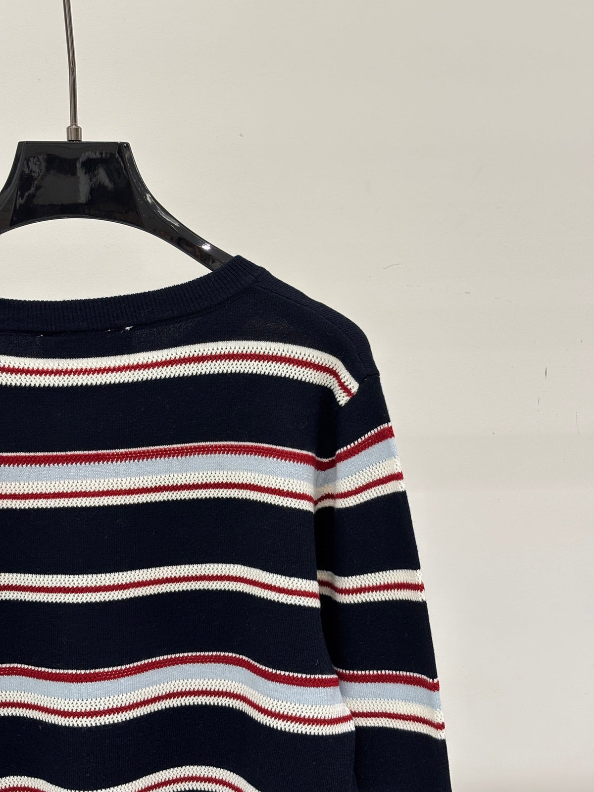 Miumiu 2026 Striped Cardigan Navy Blue Wool 431815