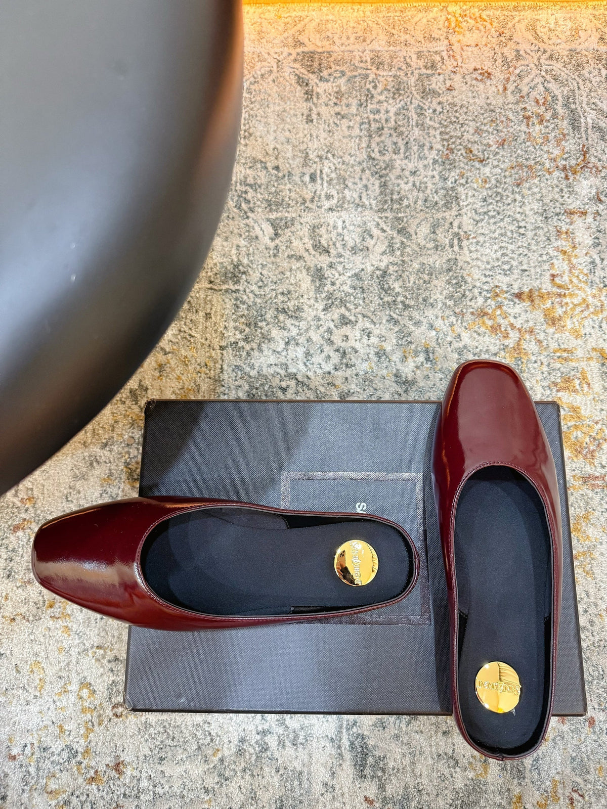 YSL 26s Flat Mules Dark Red Calfskin