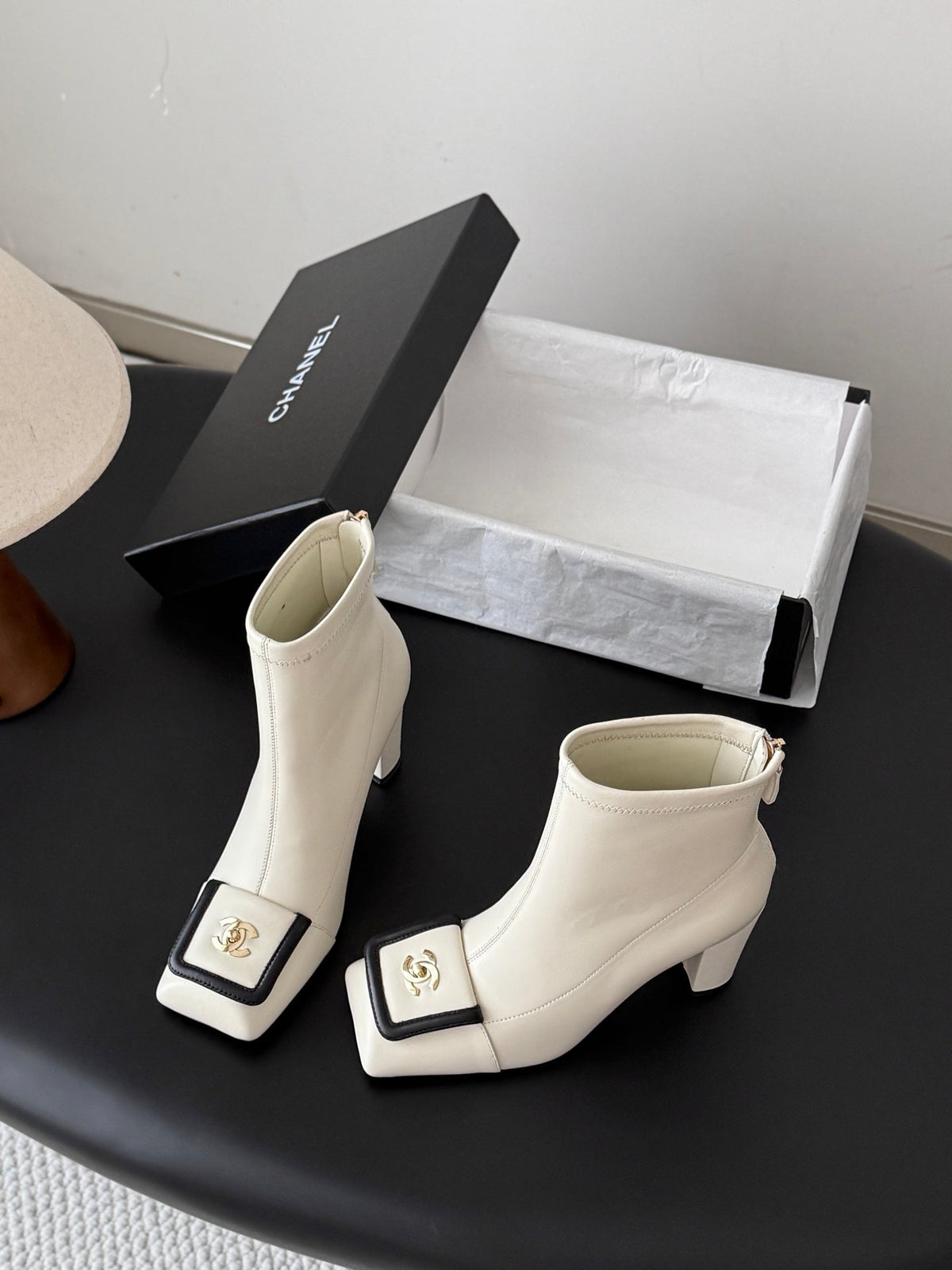 Chanel 2026 Square Toe Ankle Boots 80mm Suede Leather 127924