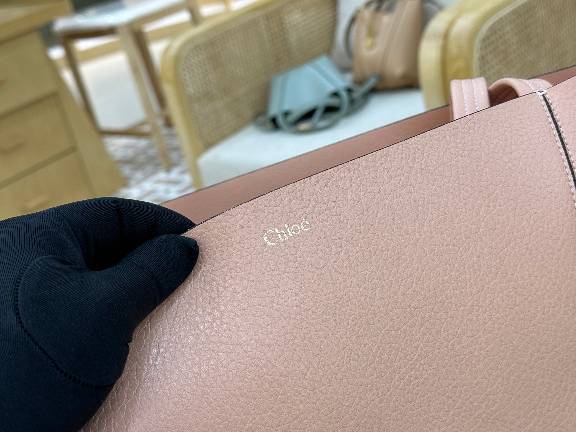 Chloe Spin Tote Bag Large 35cm Pink Calfskin 272293