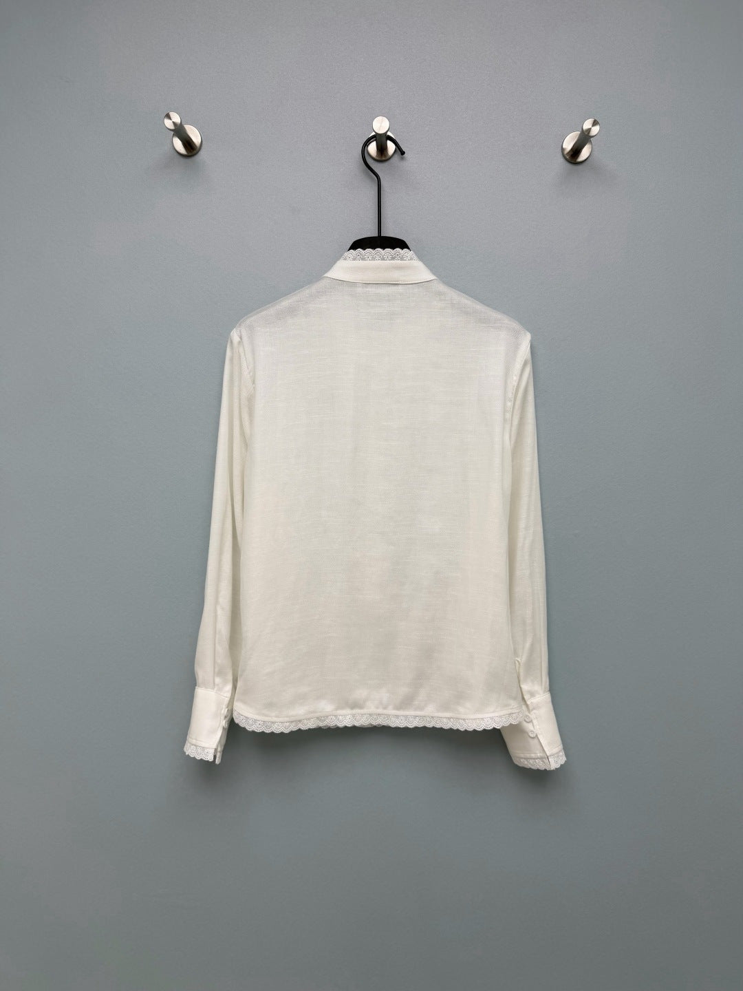 CD 26 Lace Stand Collar Shirt White in Cotton 379094