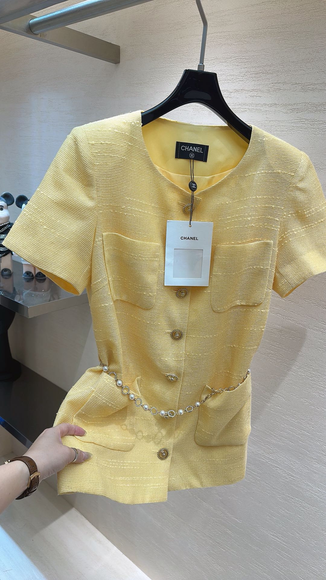 CC Short-sleeved Shirt Retro Style Yellow in Tweed 385133