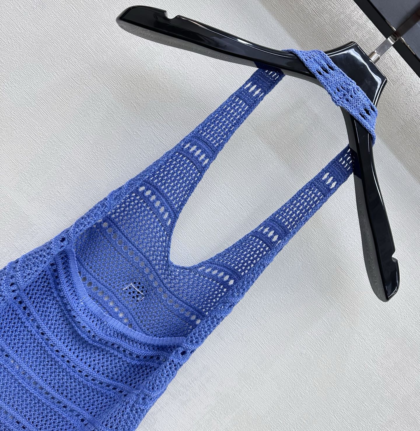 CC 26 Halter Neck Openwork Knit Vest Blue in Wool 385353