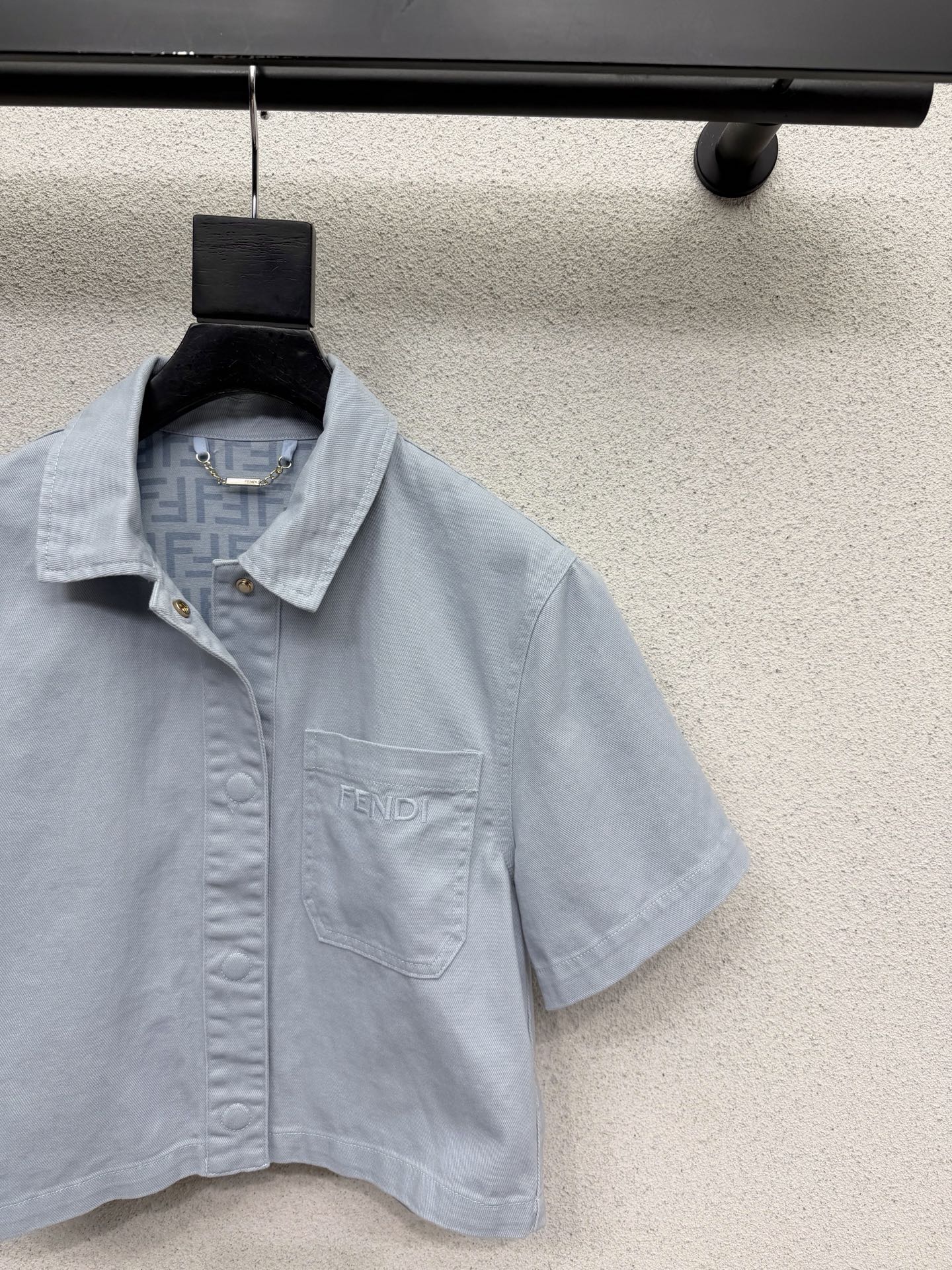 FD Denim Short-sleeved Top in Cotton 384277