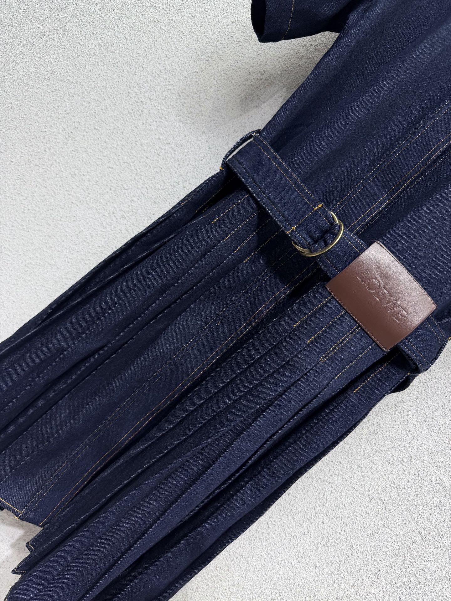 Loewe Minidress Belted Blue Denim in Cotton 386098