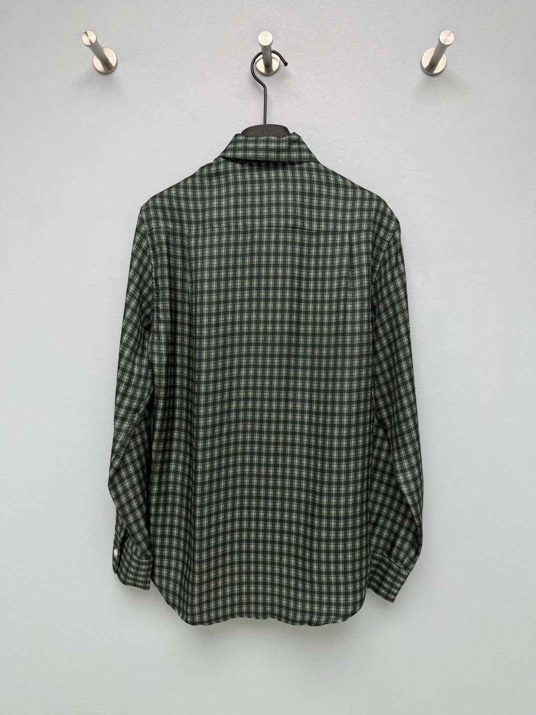 CD 26 Green Plaid Bow Tie Silk Shirt in Silk 386514