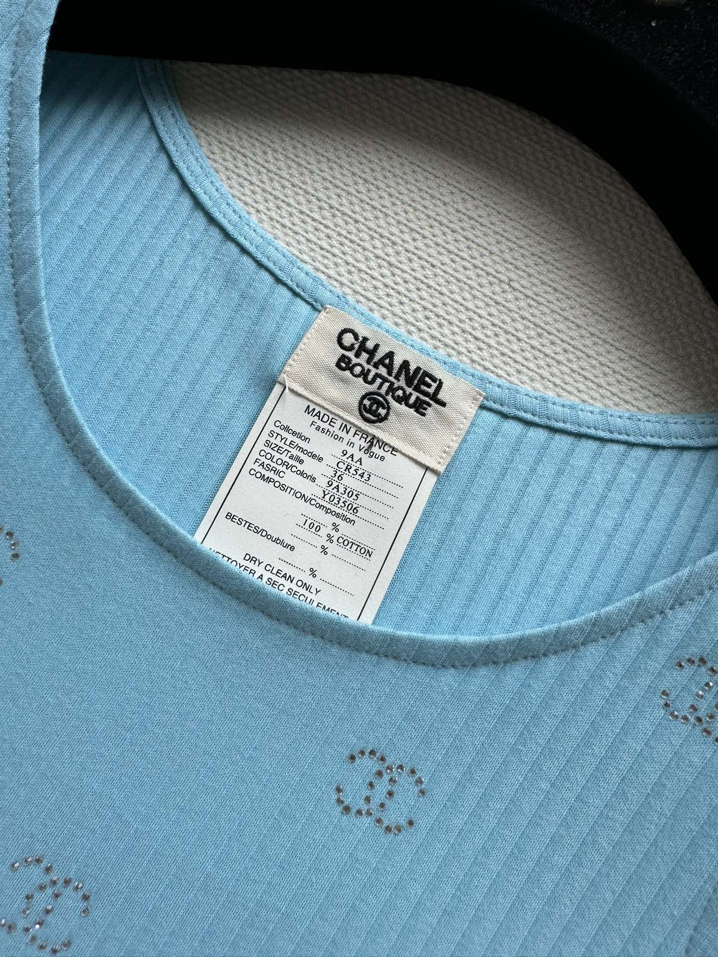 CC Round Neck Vest Blue in Cotton 387732