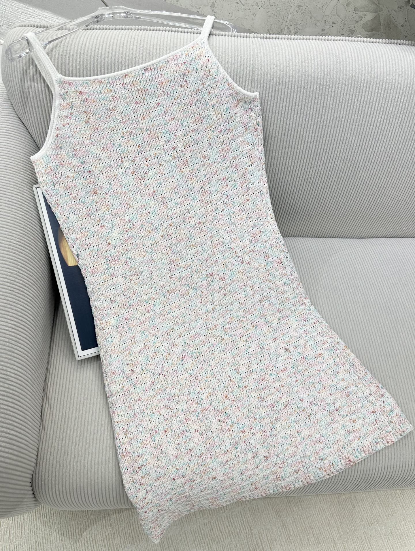 CC 26 Colorful Yarn Knitted Slip Dress in Wool 387530