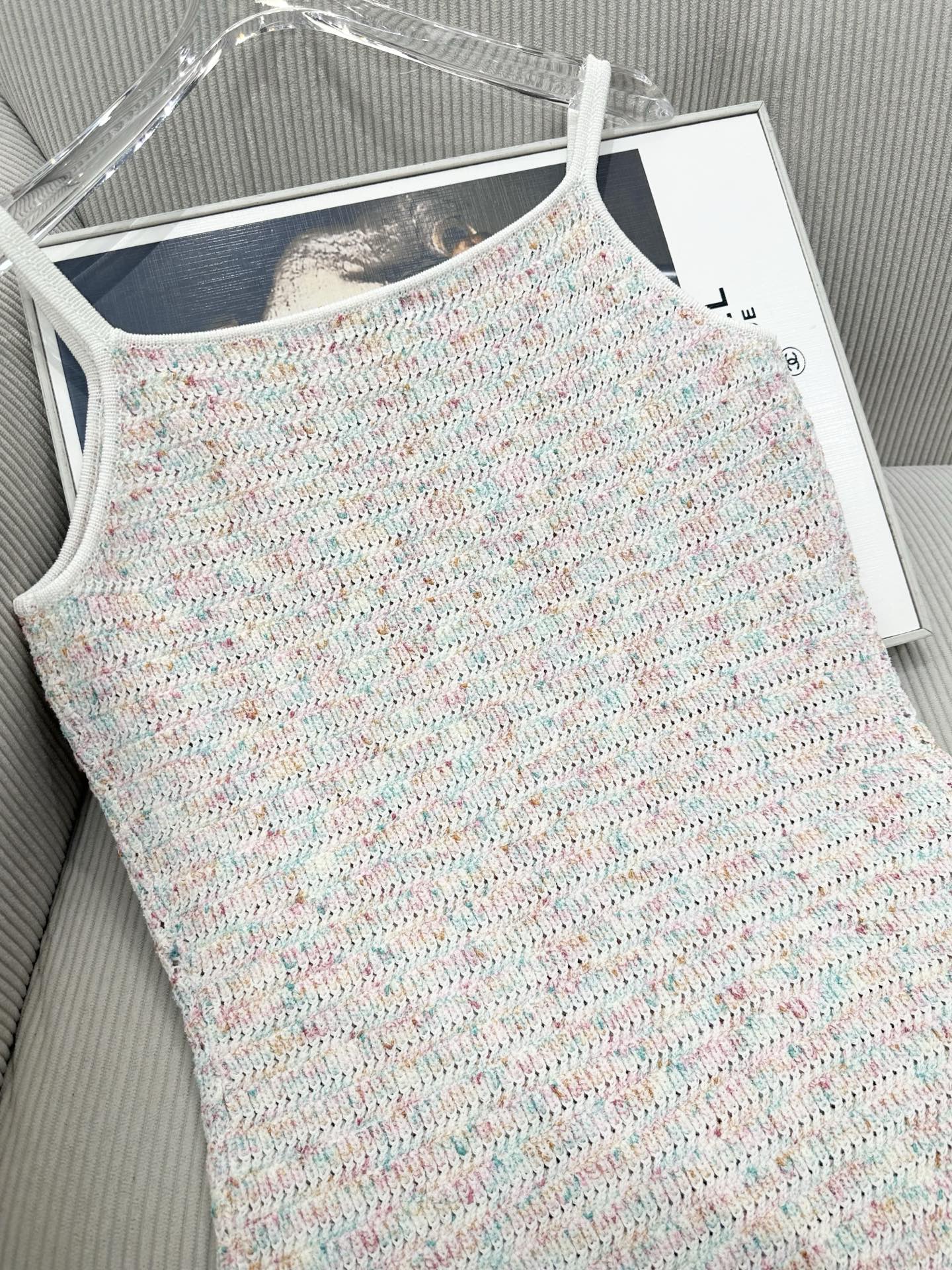 CC 26 Colorful Yarn Knitted Slip Dress in Wool 387530