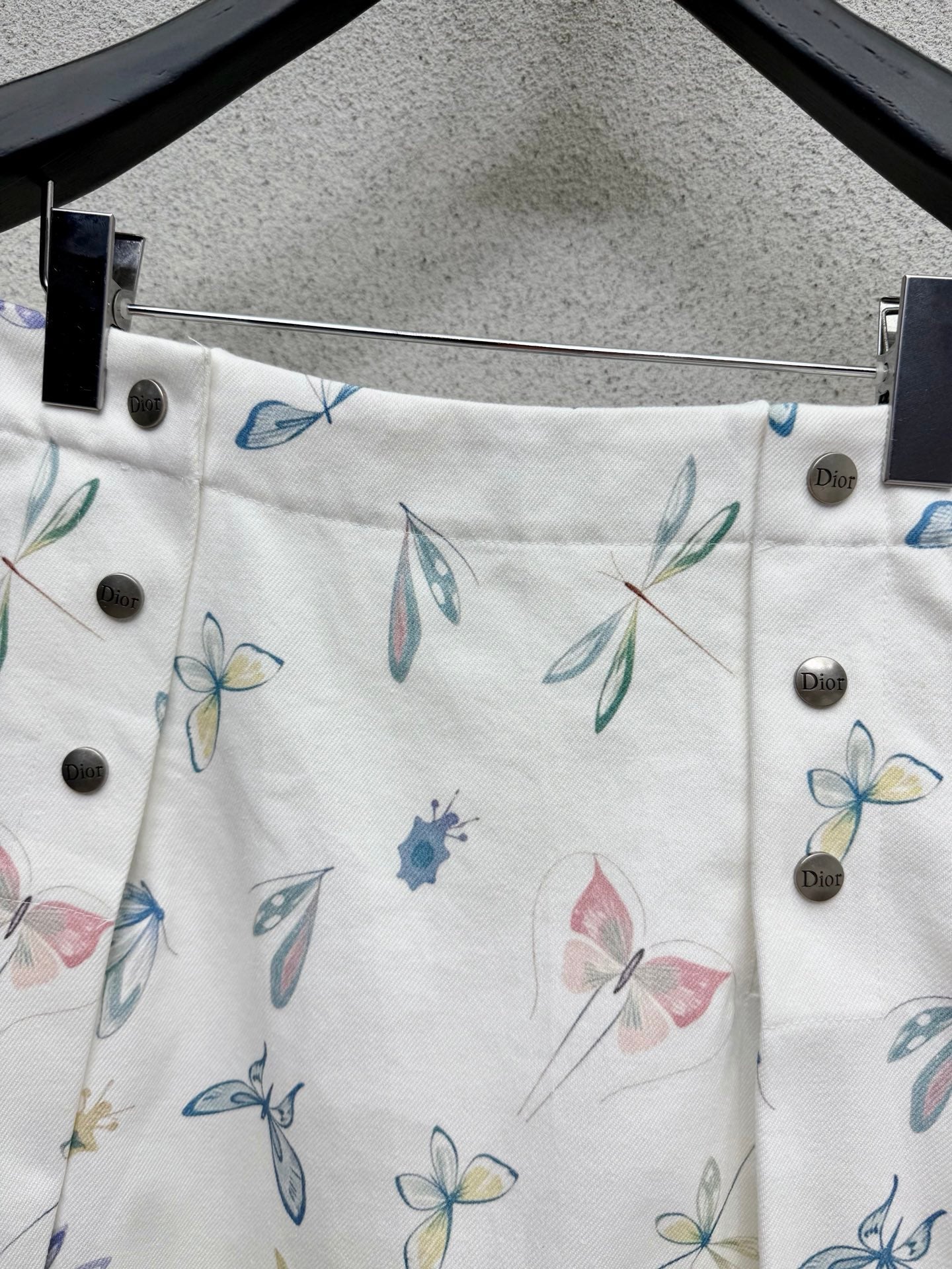 CD Printed Butterfly Midi Skirt White in Cotton 388395