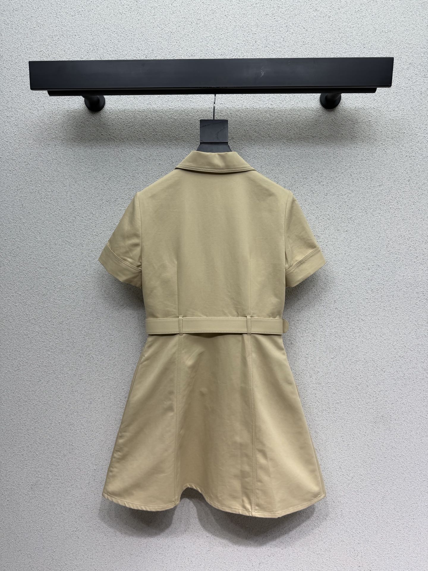 CD Khaki Embroidered Logo Short-sleeved Dress in Cotton 388260