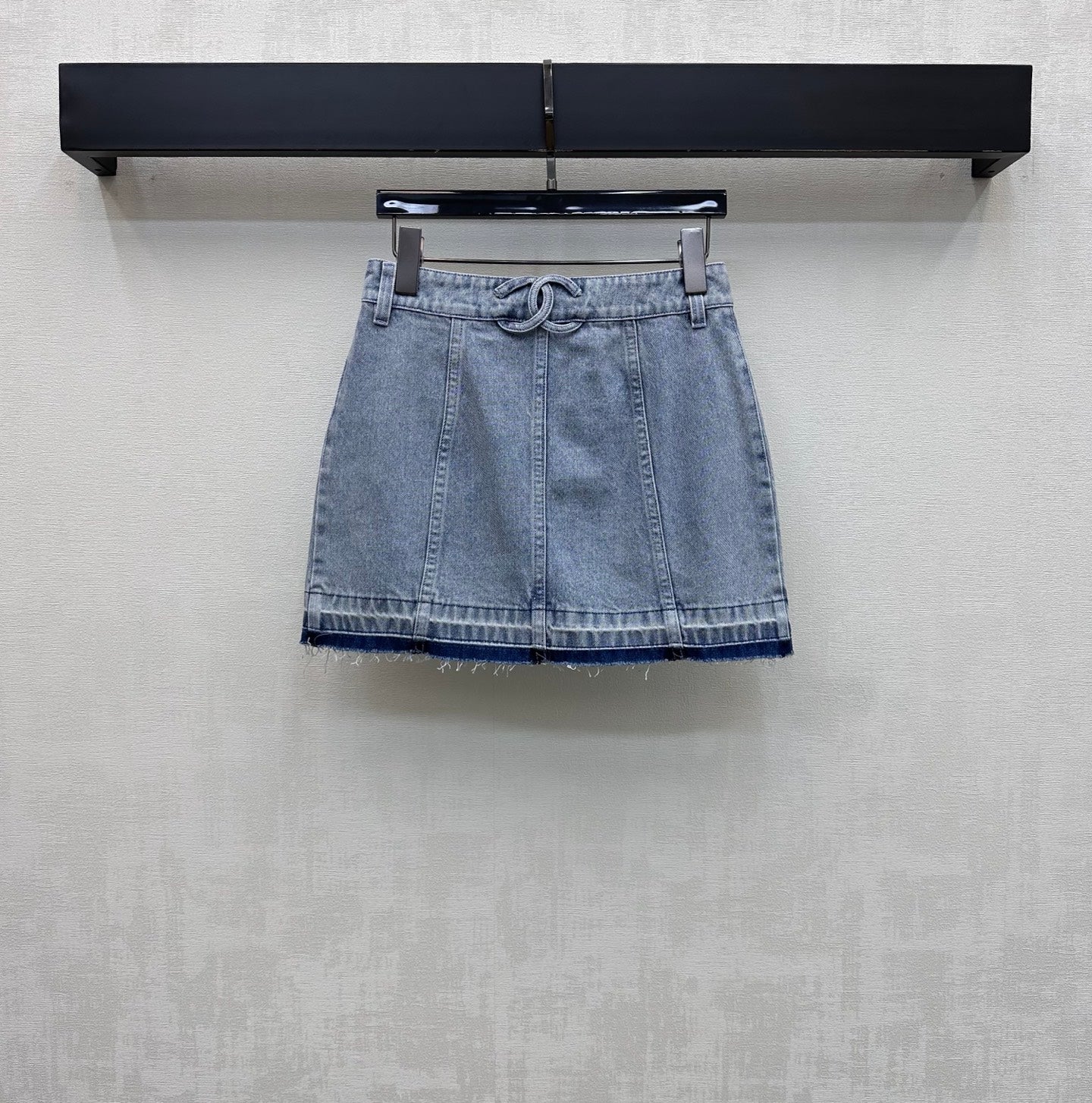 CC 26 Fringe-Edge Denim Midi Skirt Blue in Cotton 389542