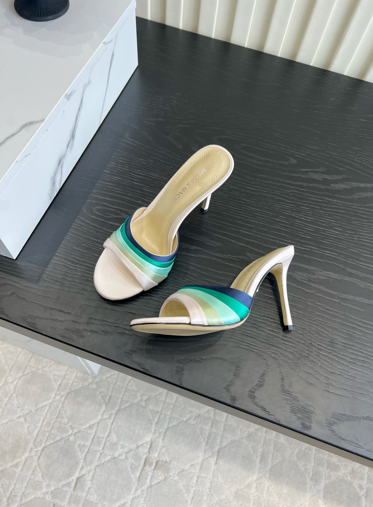 Mach Sandals 9.5cm Beige Ombre Satin 851916