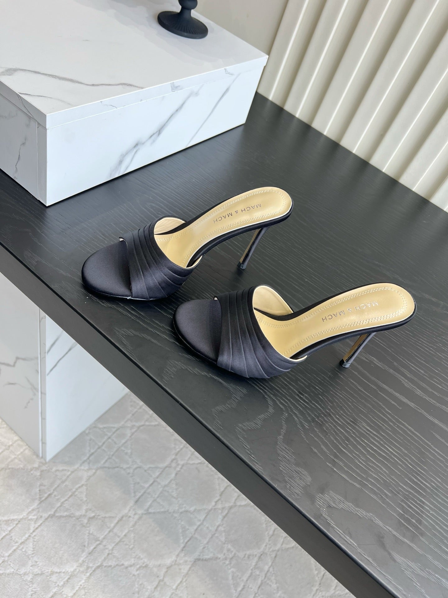 Mach Sandals 9.5cm Black Ombre Satin 851914