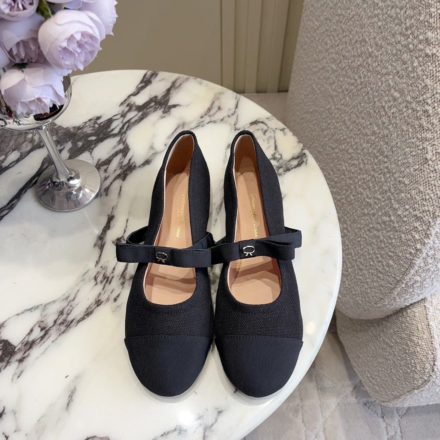 GR Mary Jane Flats Black Lambskin & Fabric 851887