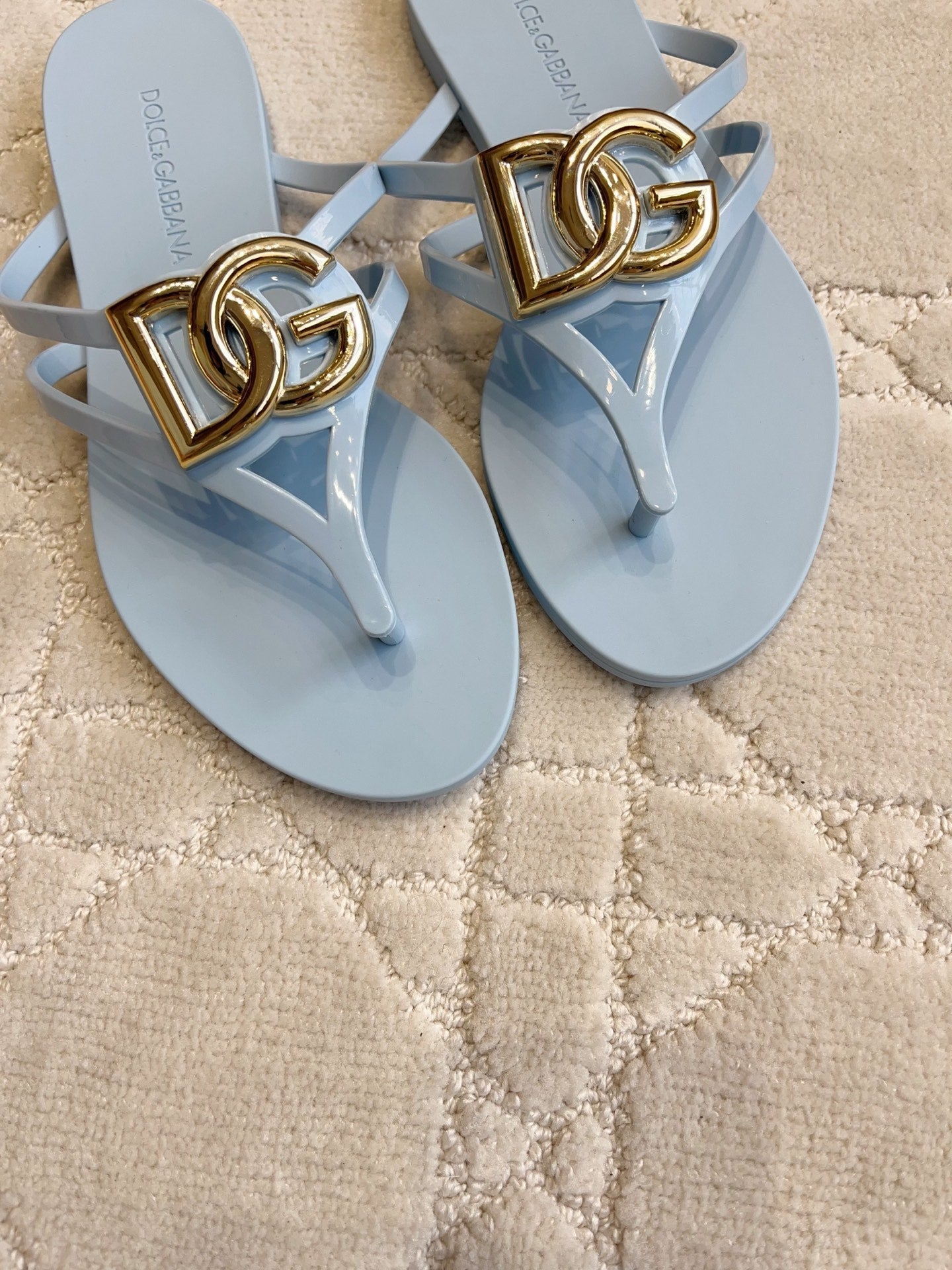 DG Logo Jelly Thong Sandals Blue Rubber 851866