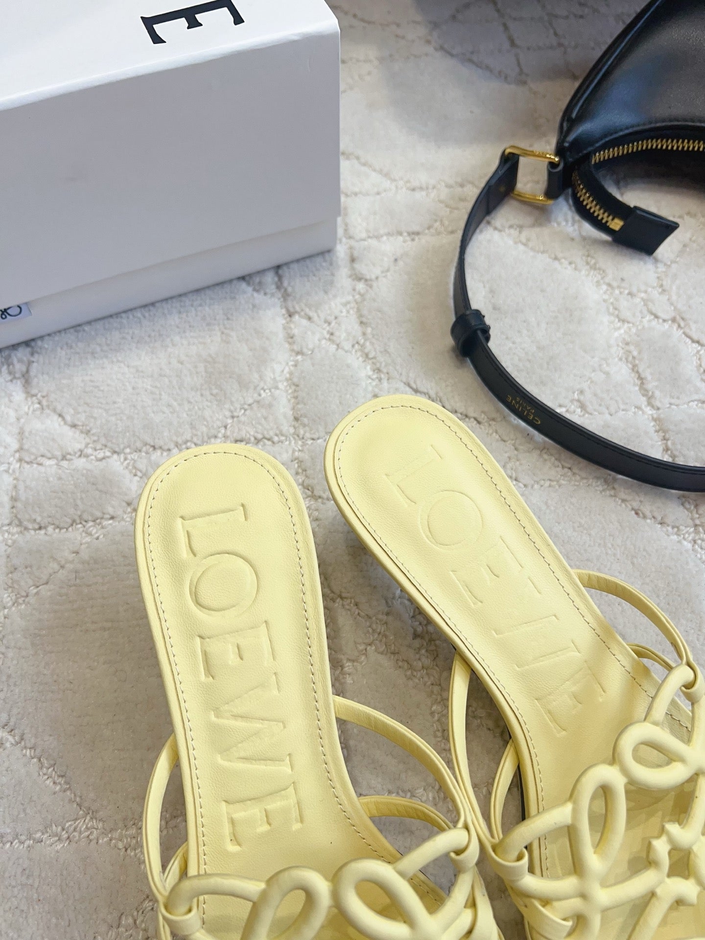 Loew Woven Square-Toe Sandals 3.5cm Yellow Lambskin 851674