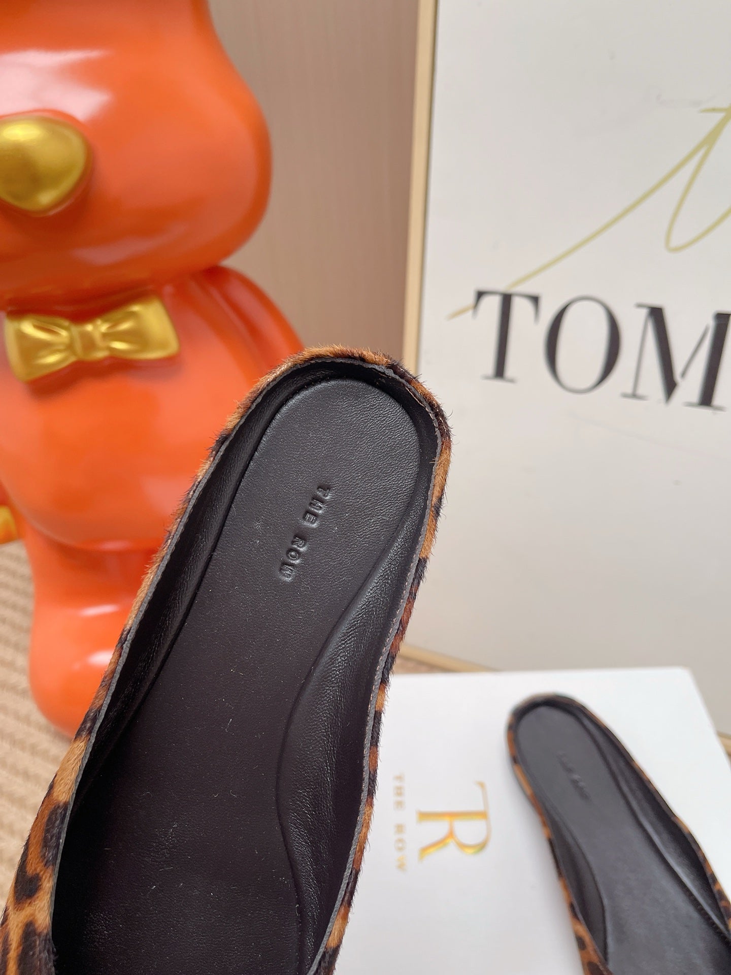 TR Mules Brown Black Spotted Square Toe Horsehair 854394