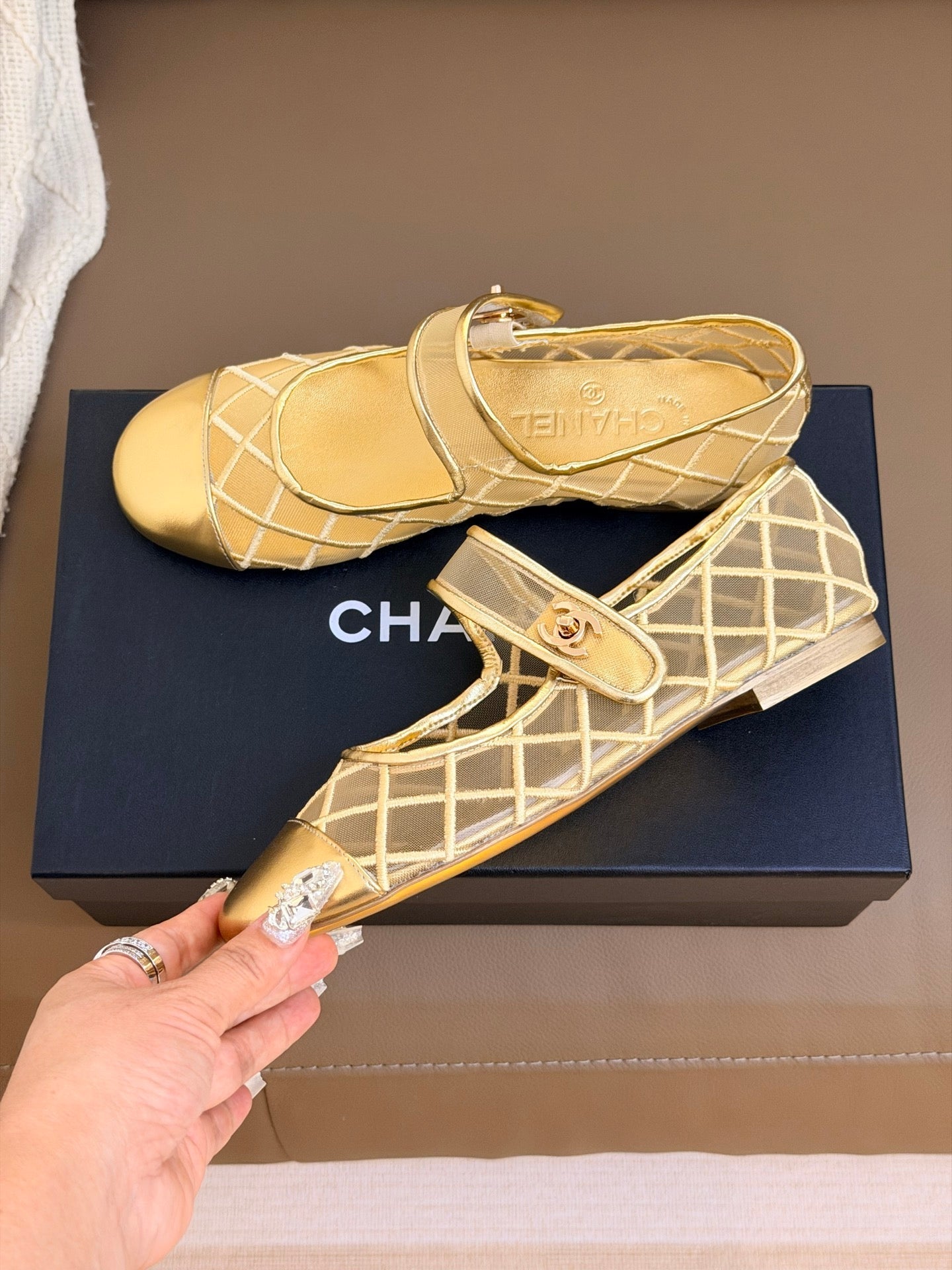 CC Coco Beach 2026 Mesh Mary Jane Gold Cowhide 888708