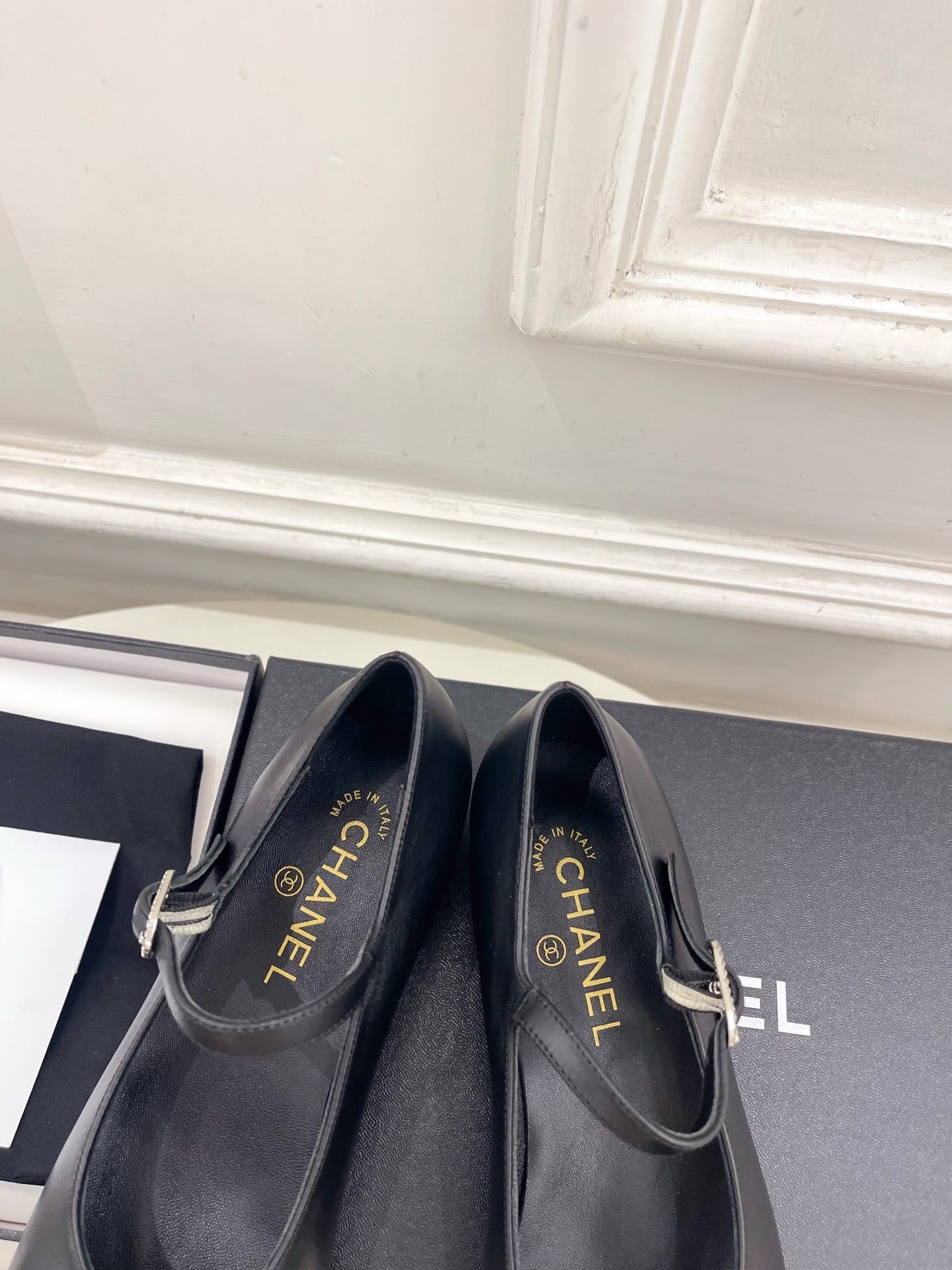CC Square Toe Mary Jane Flats 2.5cm Black Lambskin Leather 892196