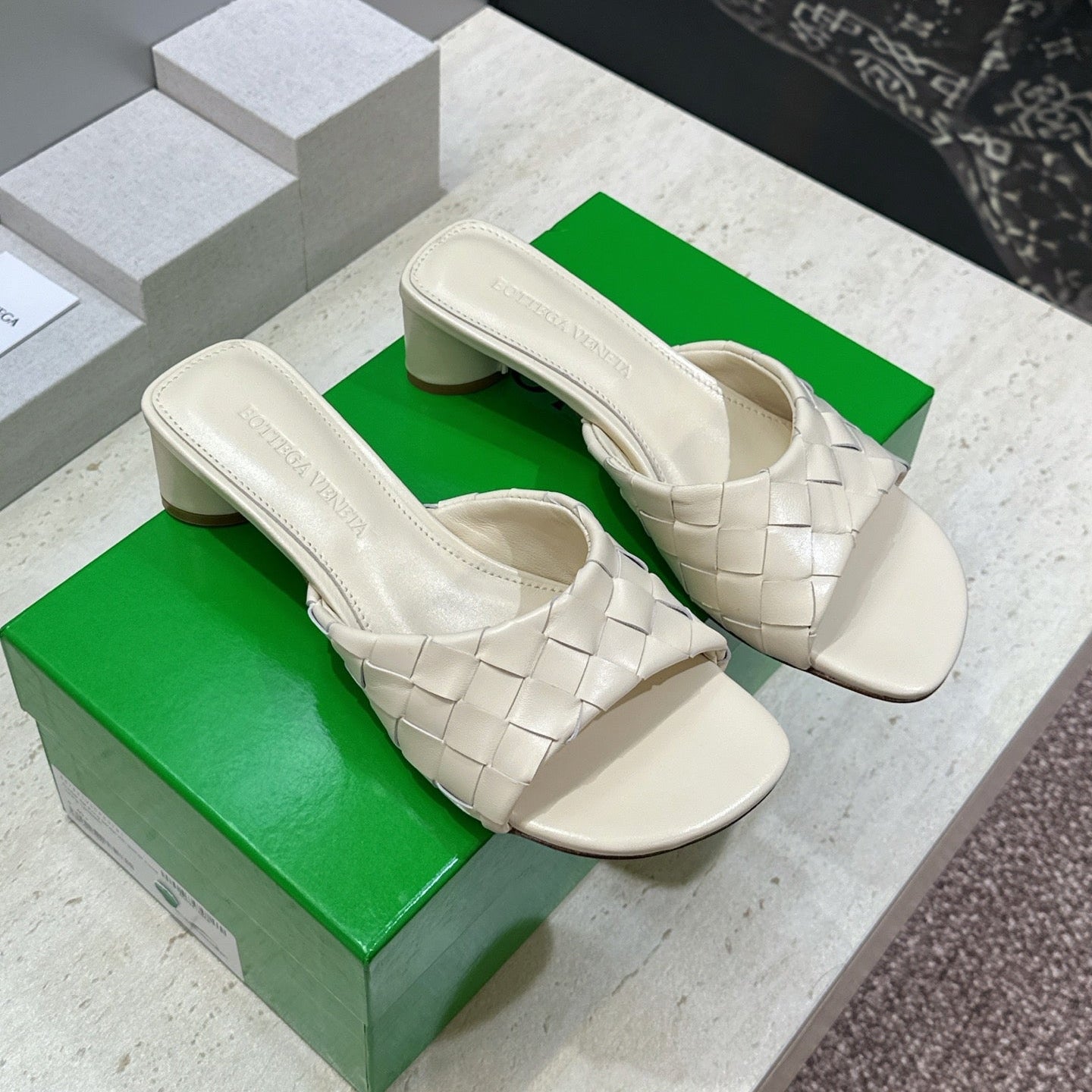 BV 26s Blink Intrecciato Mules 4.5cm Cream Leather 896575