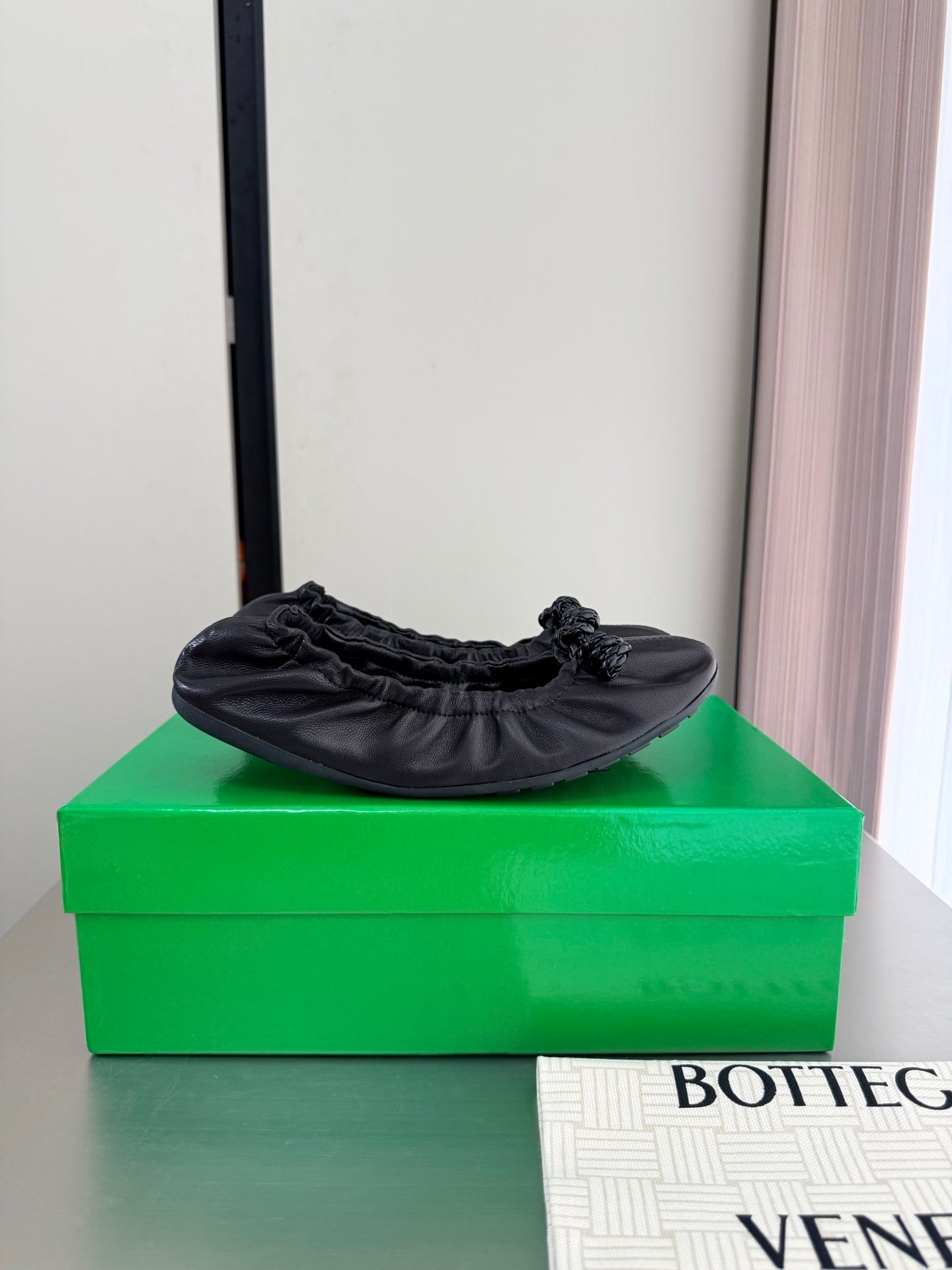 BV Fantasmina Knot Ballerina Flats Black Leather 929577