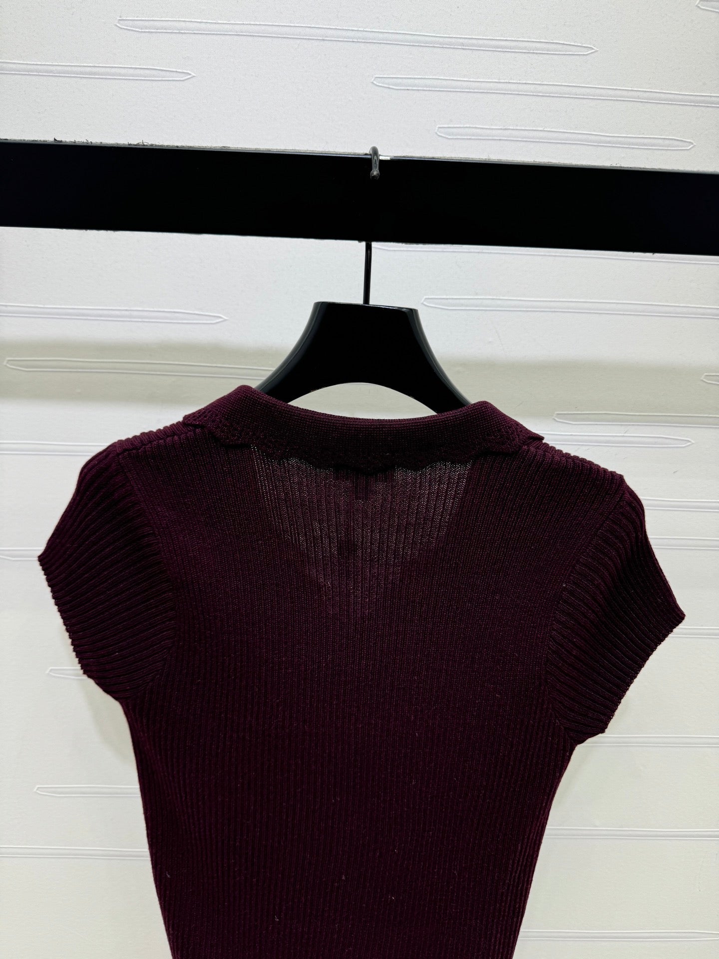 CC Striped Ribbed Knit Long Sleeve Top White Black Silk 411322