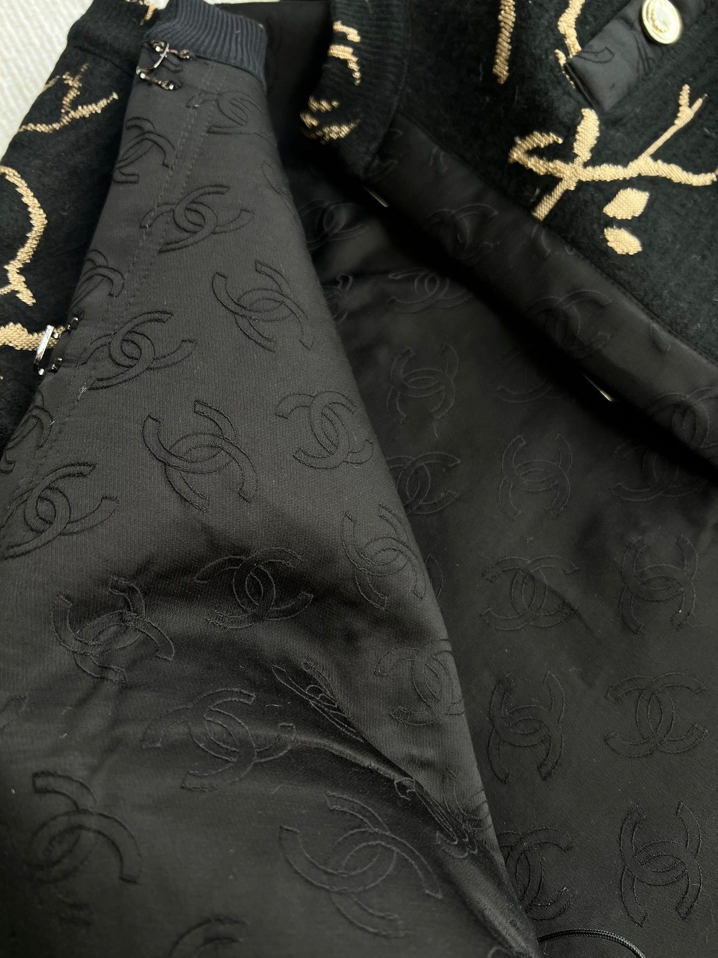 CC Métiers d'Art Embroidered Jacket Black Gold Wool 412372