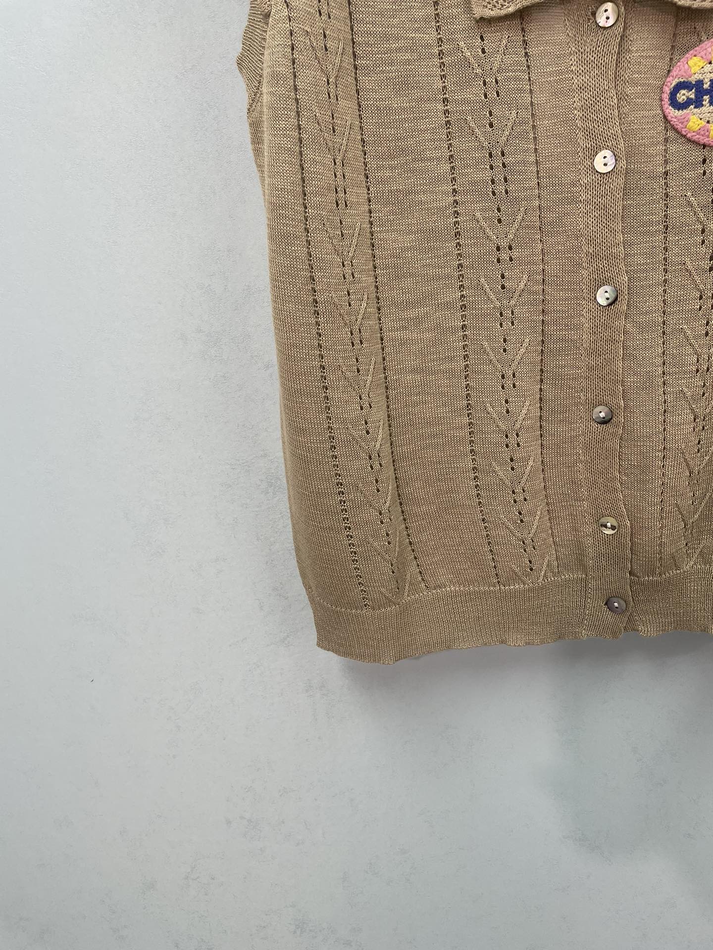 CC Embroidered Knit Vest Beige Wool 753383