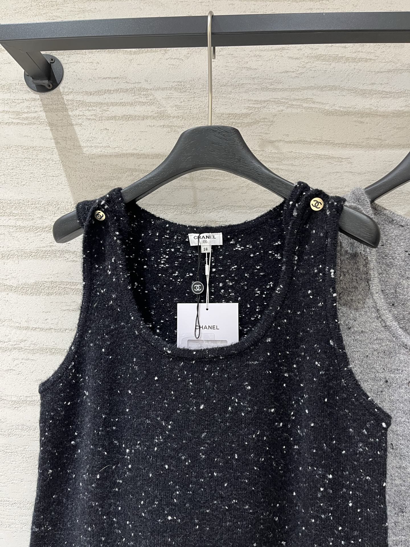 CC Button Shoulder Knit Tank Top 758932