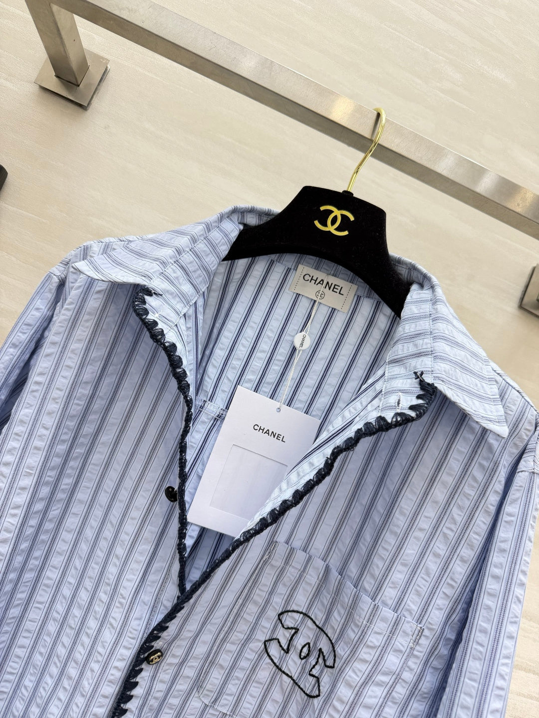 CC Striped Blouse Embroidered Logo 416090