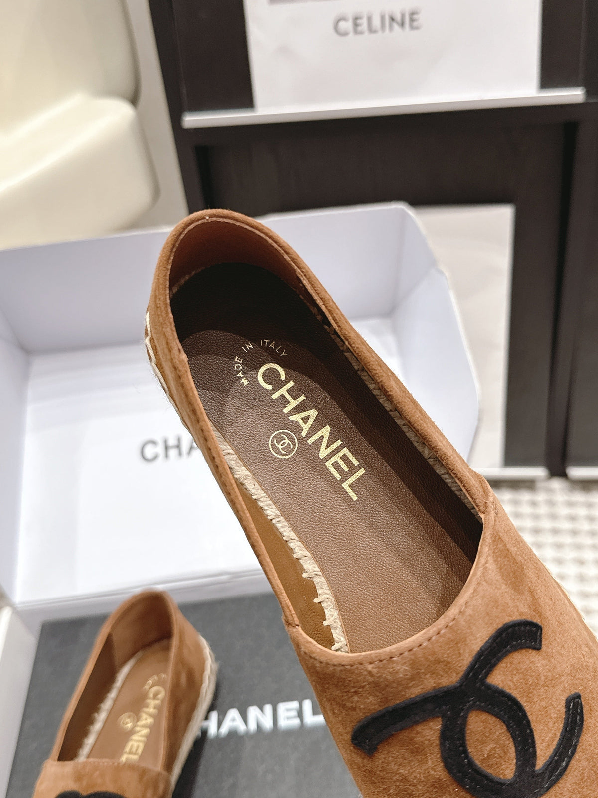 CC 26S Espadrille Slip-Ons in Brown Mix Black Suede