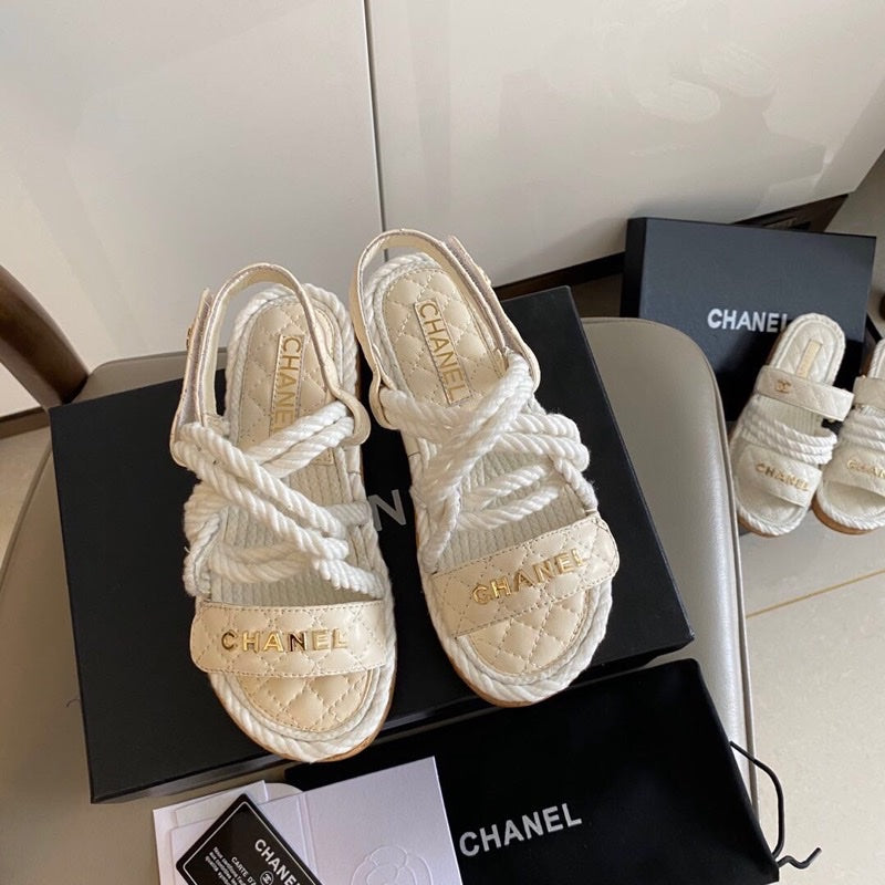 CC 26s Sandals White Fabric Calfskin 140031