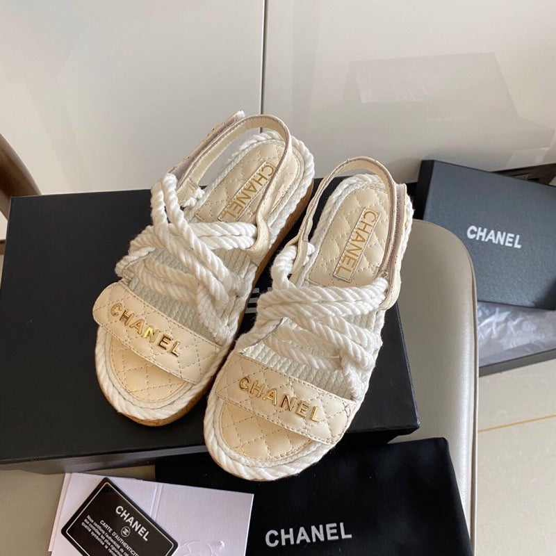 CC 26s Sandals White Fabric Calfskin 140031