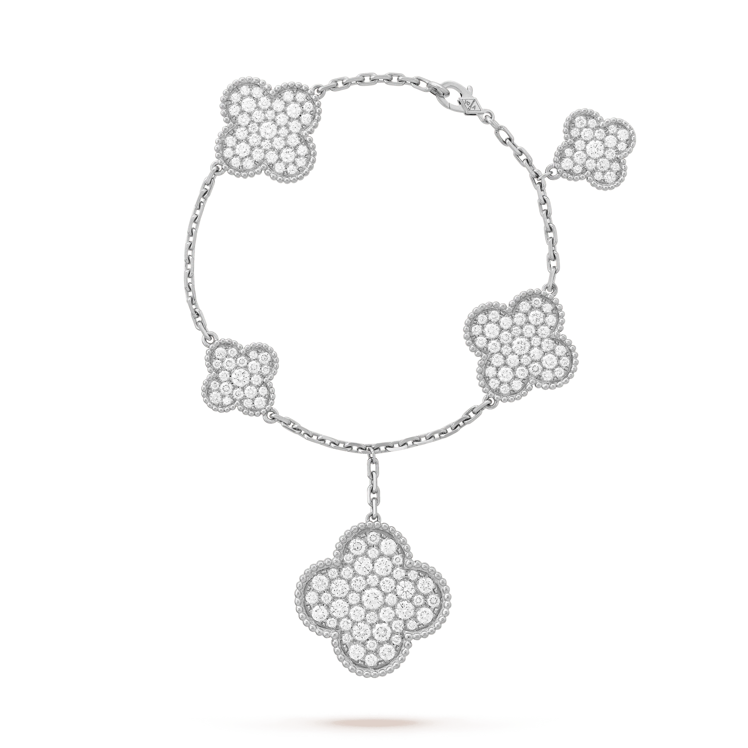 Magic Alhambra 6 Motifs Silver Diamond Bracelet