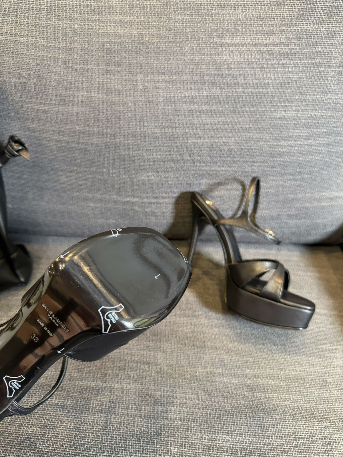 YSL 26S Cross-Strap Sandals 150 Mm Black Calfskin