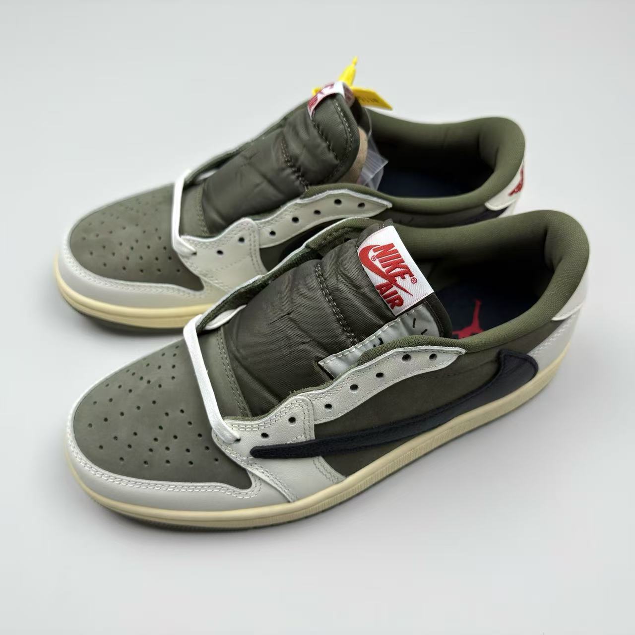 Nike Air Jordan 1 x TS Reverse Olive White Black Leather Suede