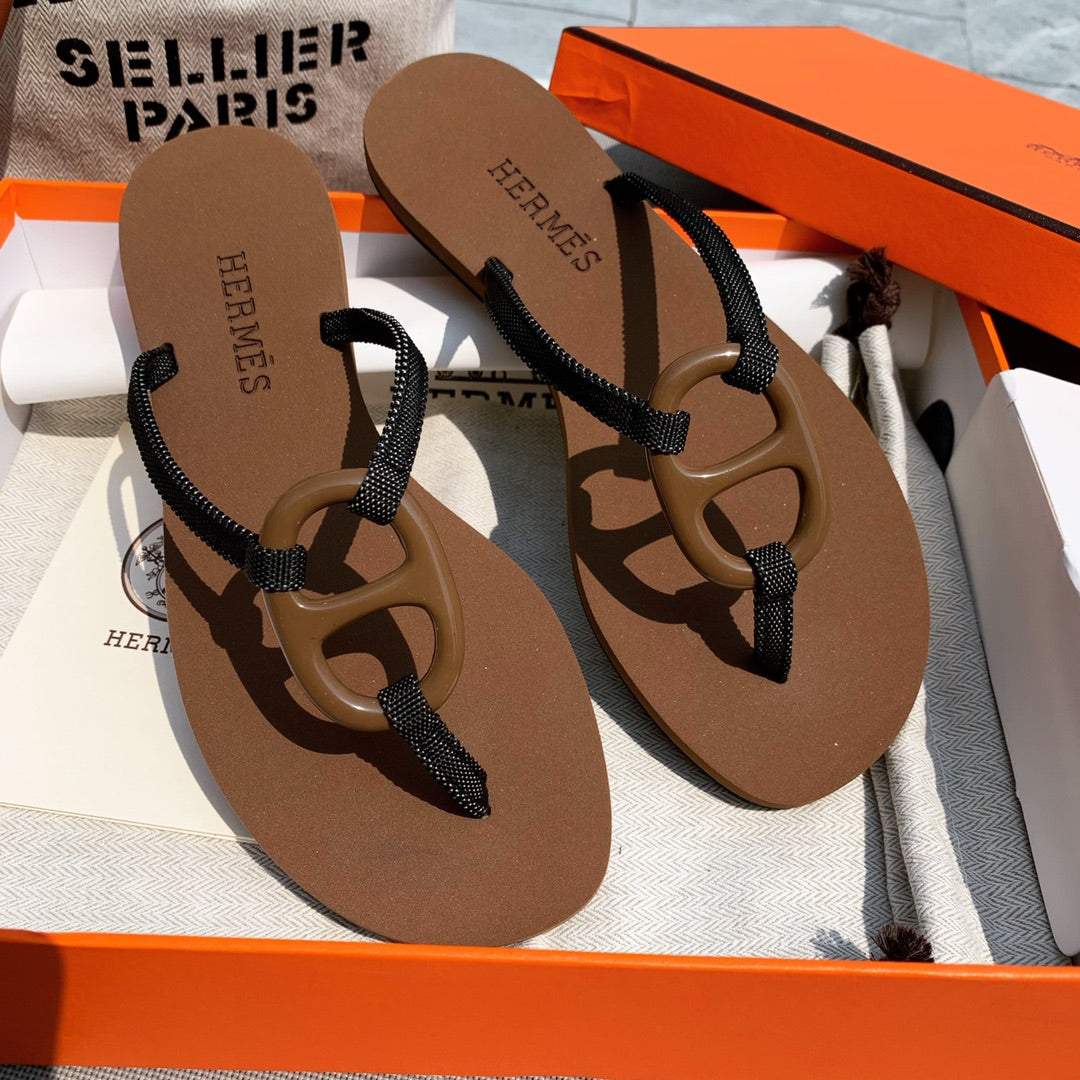 HM Kala Nera Slippers Brown Cowhide 546350