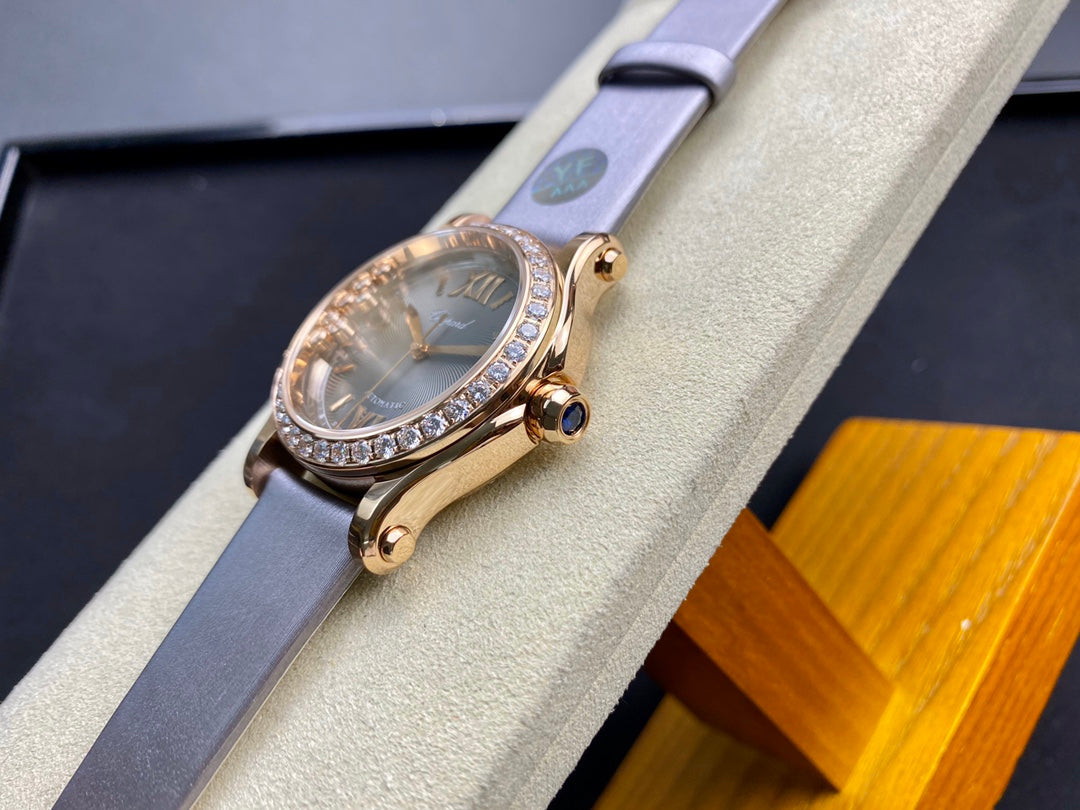 Happy Diamond 33mm Pink Gold Grey Dial