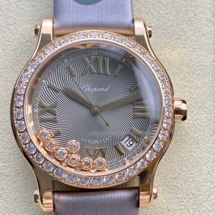 Happy Diamond 33mm Pink Gold Grey Dial