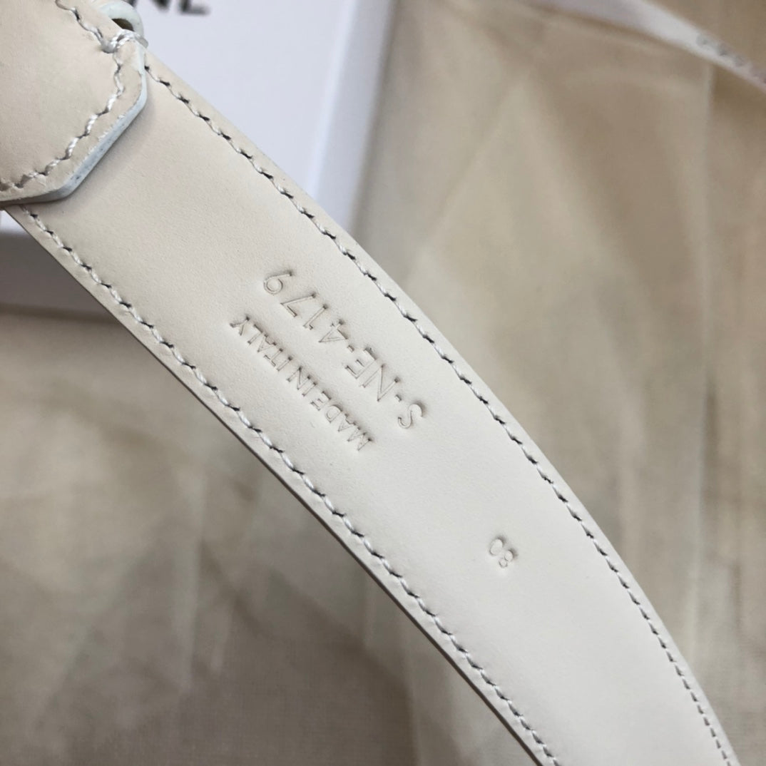 CL Gold 25mm Triomphe Enamel White Calfskin 562439