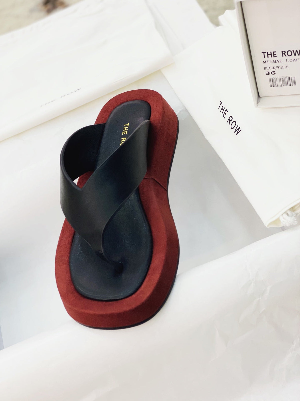 The Row 26s Ginza Sandals Black Bordeaux Smooth Leather 156122