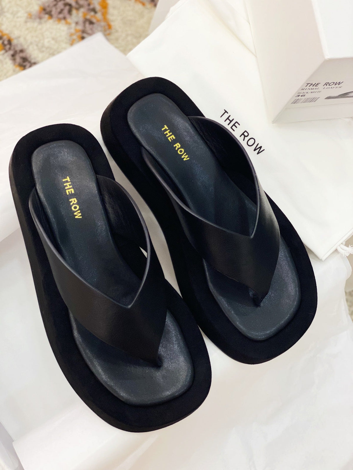 The Row 26s Ginza Sandals Black Smooth Leather 156123