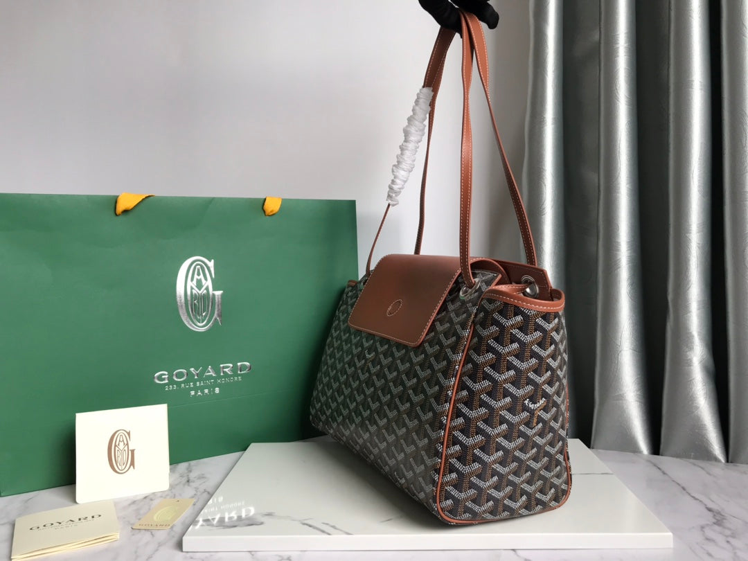 Goyard Rouette Souple Bag 31cm Black Tan Canvas & Calfskin