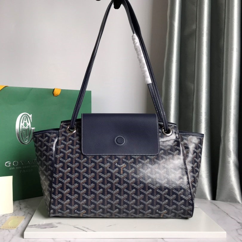 Goyard Rouette Souple Bag 31cm Navy Blue Canvas & Calfskin