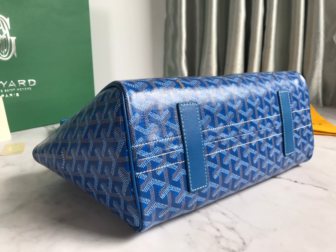 Goyard Rouette Souple Bag 31cm Blue Canvas & Calfskin