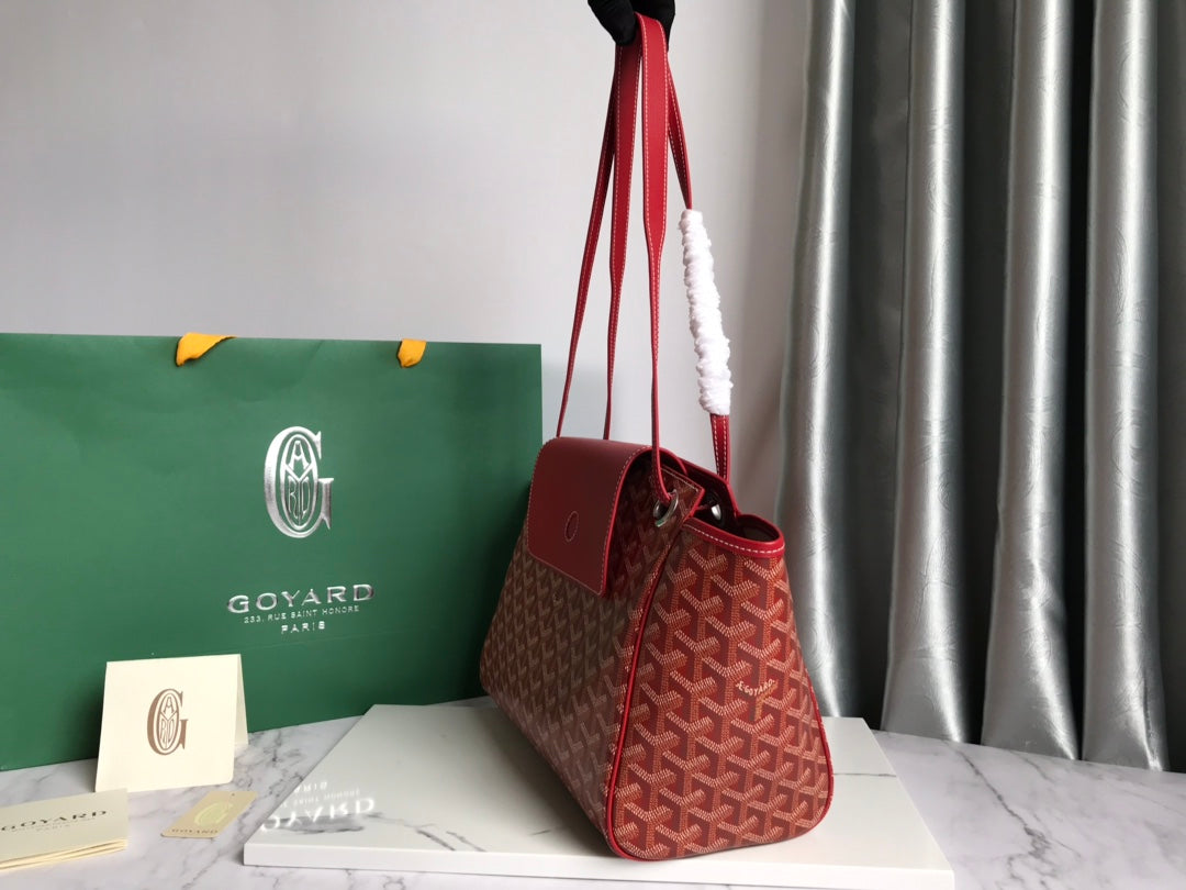 Goyard Rouette Souple Bag 31cm Burgundy Canvas & Calfskin